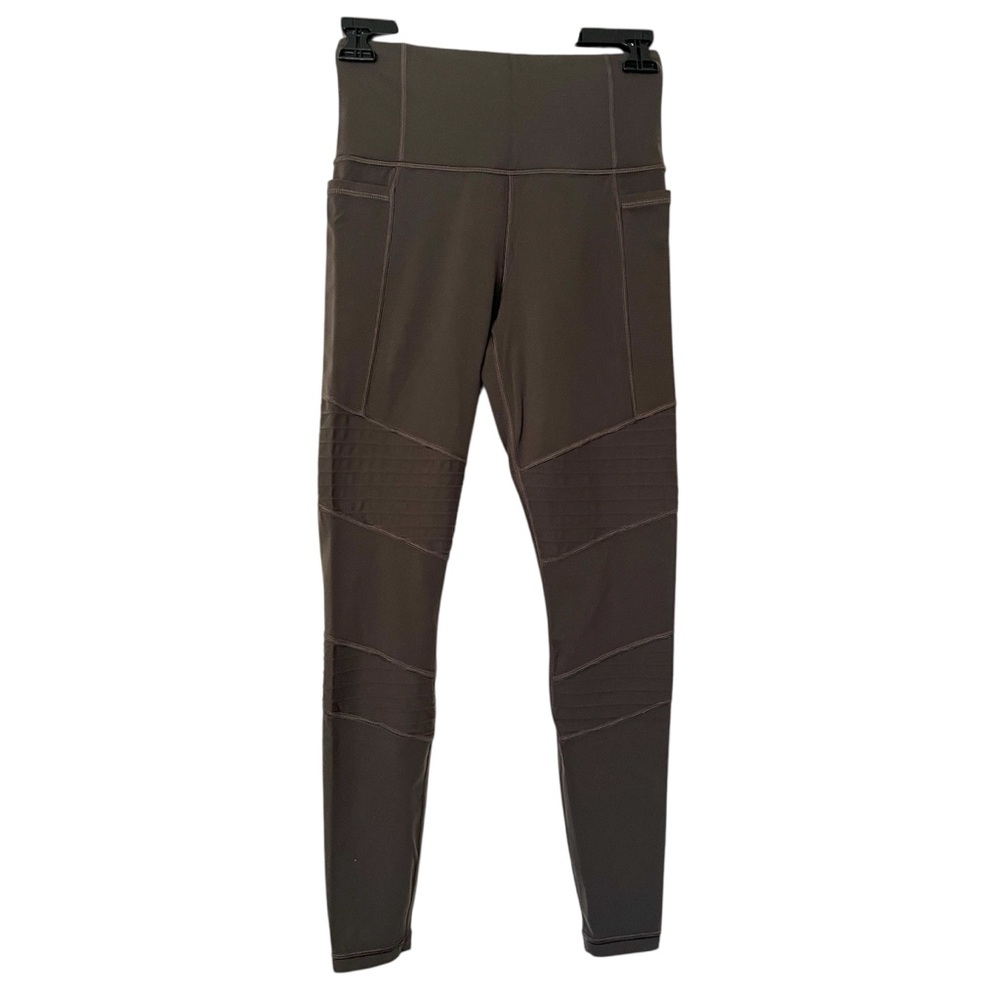 ATHLETA Inclination Moto leggings pockets olive green XS